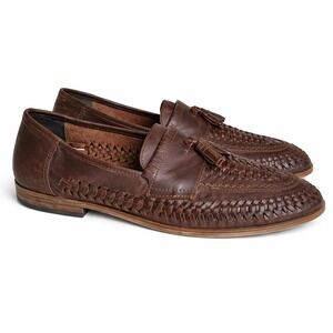 ASOS EU 46 US 12 Brown Leather Robbie Woven Fisherman Tassel Loafers Resort